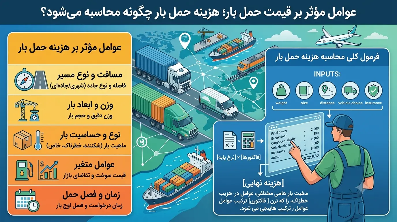 عوامل مؤثر بر قیمت حمل بار؛ هزینه حمل بار چگونه محاسبه می‌شود؟ 0498498